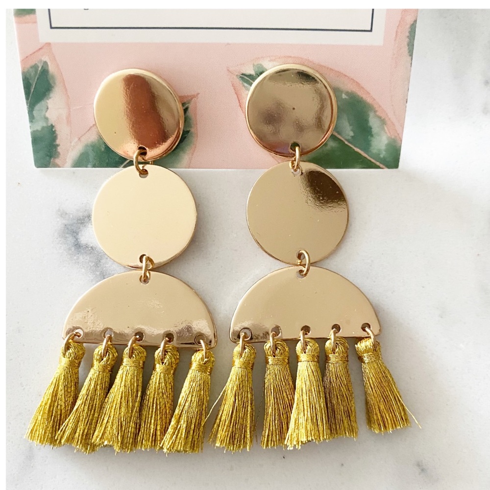 Yellow Mustard Handmade Tassel drop Earrings NWT